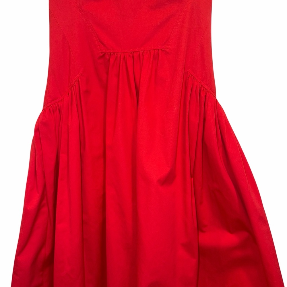 Alexander McQueen Red Midi Dress Cotton Poplin Sleeveless 2 Cocktail NWOT 🟡 - Picture 7 of 14
